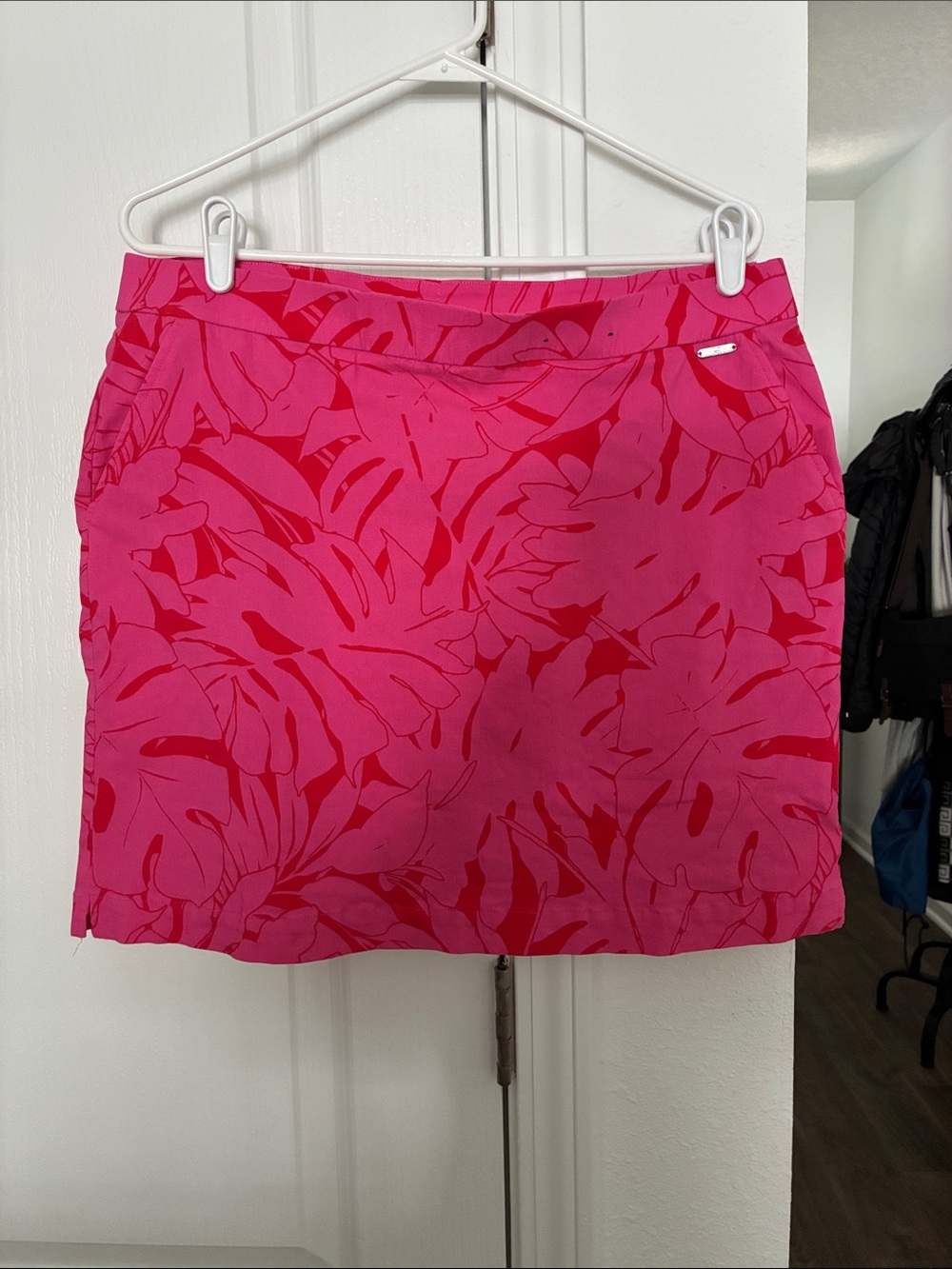 Rafaella Pink Tropical Leaf Mini Skirt